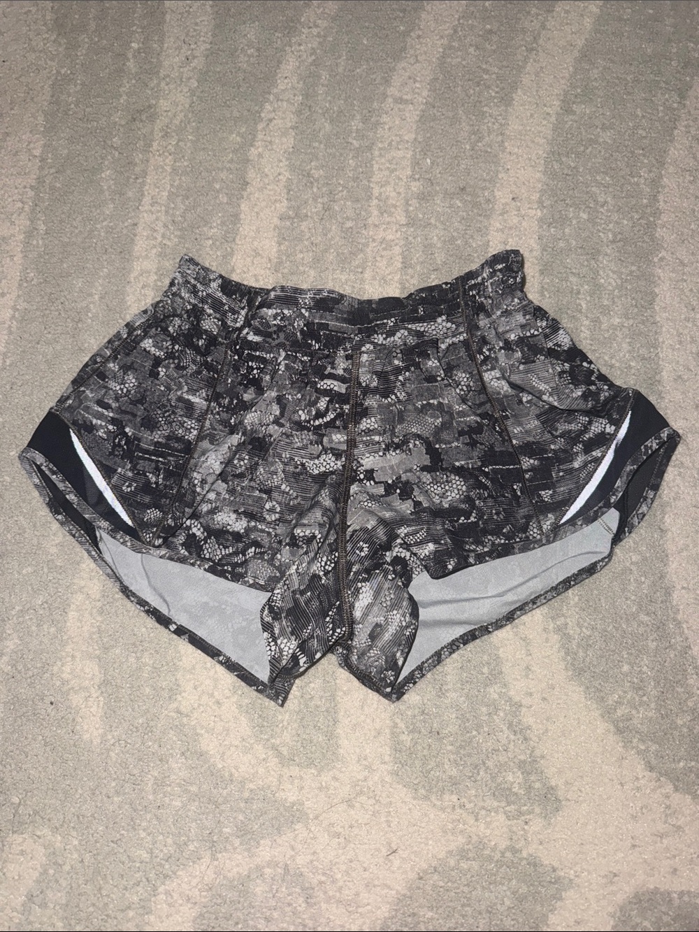 lululemon athletica Black Gray Camouflage Running Shorts